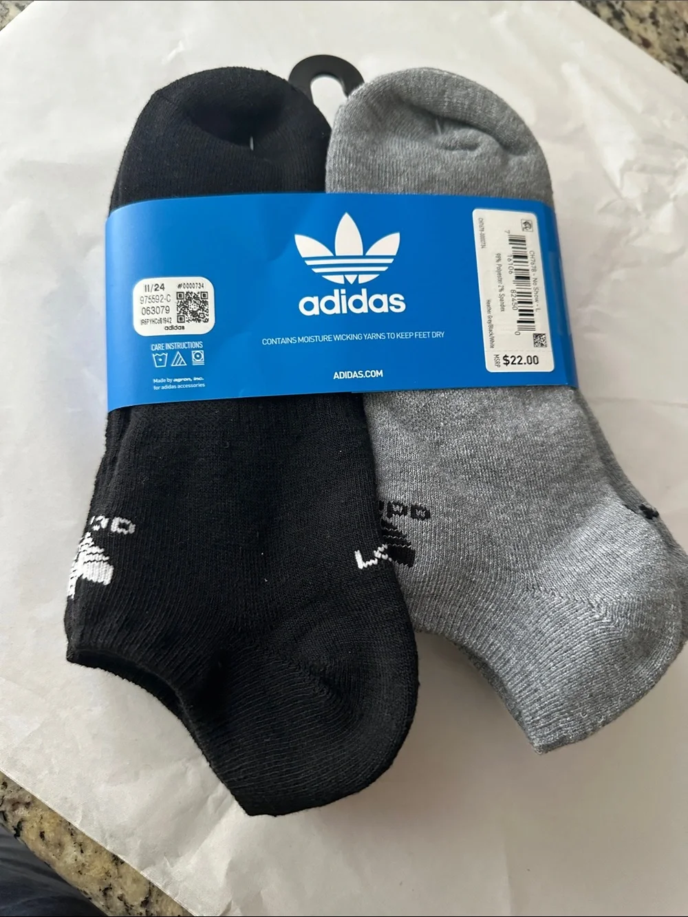 adidas Men’s No-Show Socks 6-Pack – Black & Gray